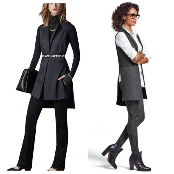 Cabi Women’s Drafting Charcoal Grey Vest Size S Step Hem Side Slits Lagenlook - Picture 1 of 13